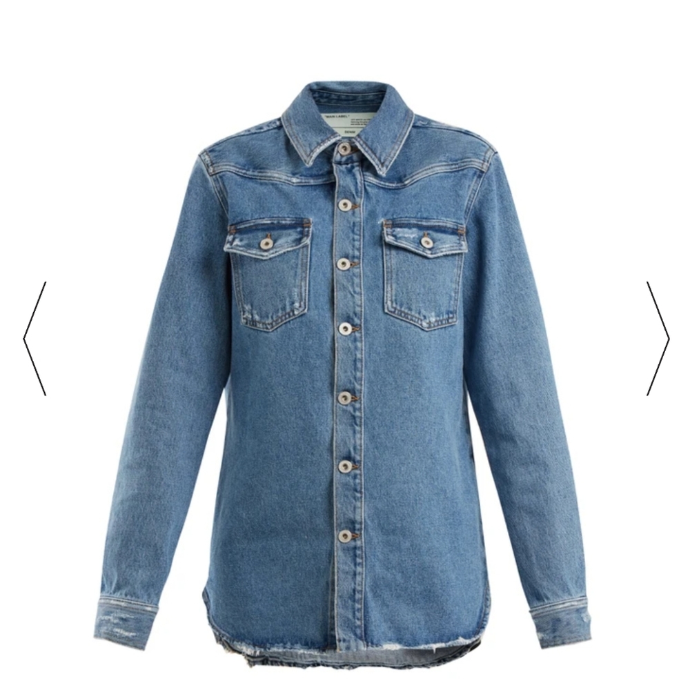 Authentic Off white floral print denim jacket - Picture 4 of 10